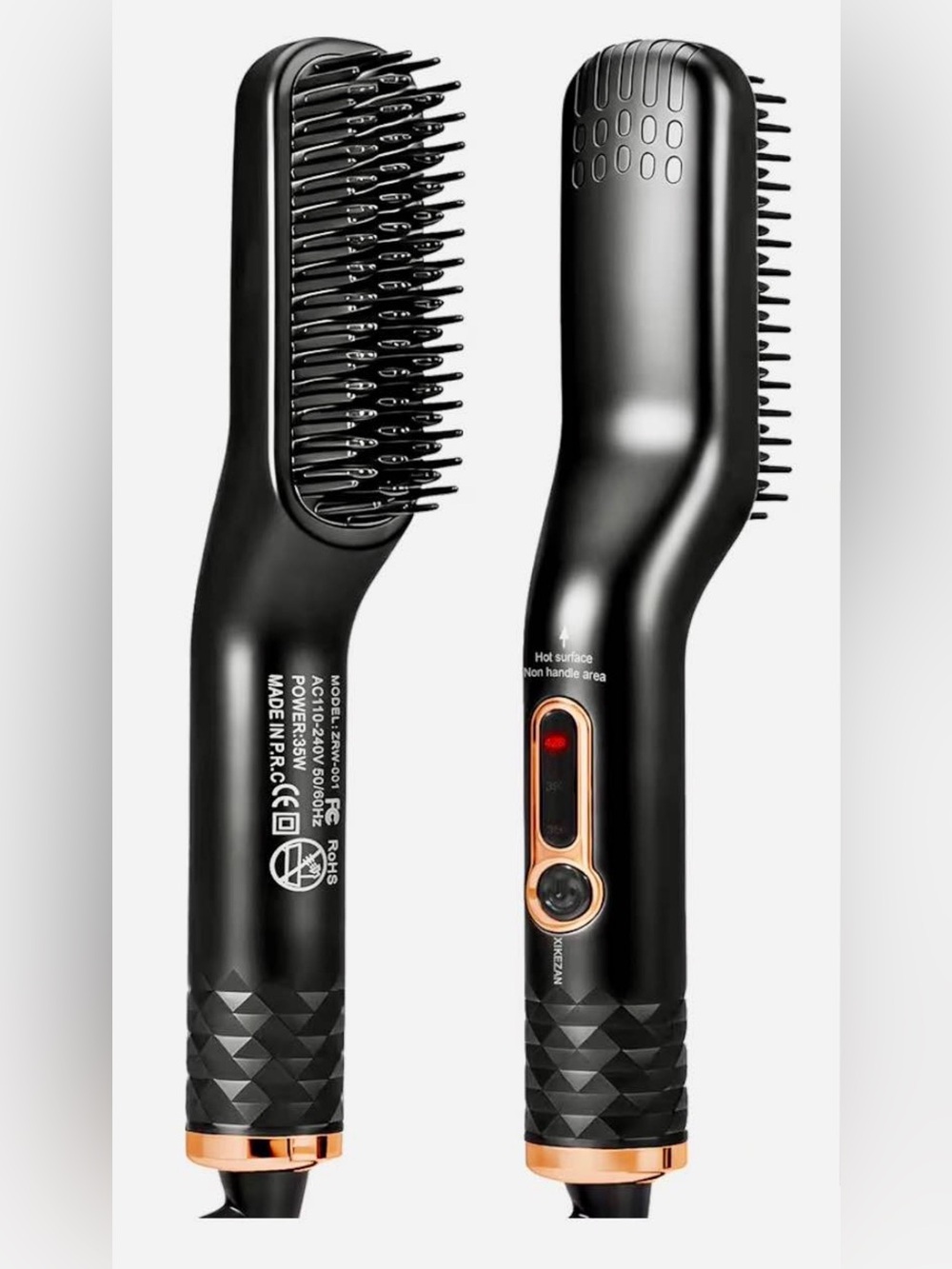 Black Heated Beard Straightening Brush for Men Grooming